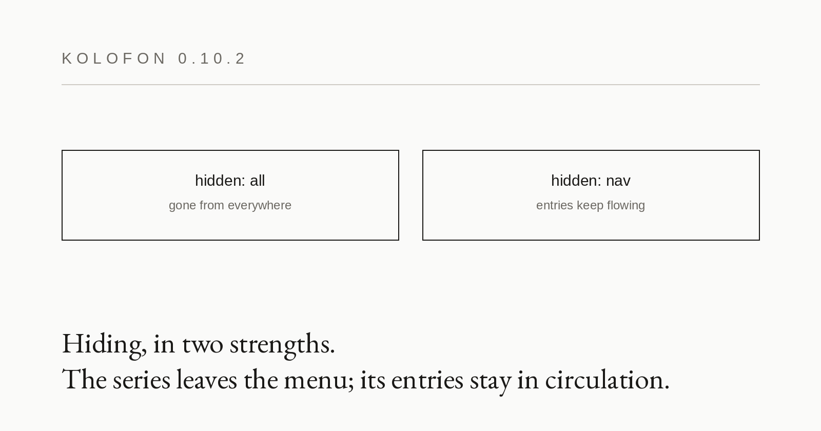 0.10.2 — hiding, in two strengths