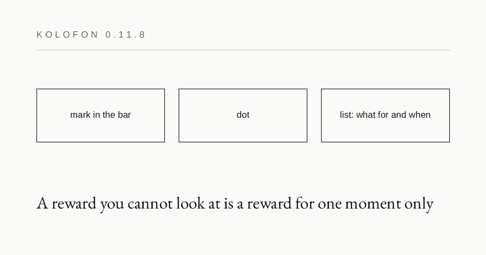 0.11.8 — the tally in the bar