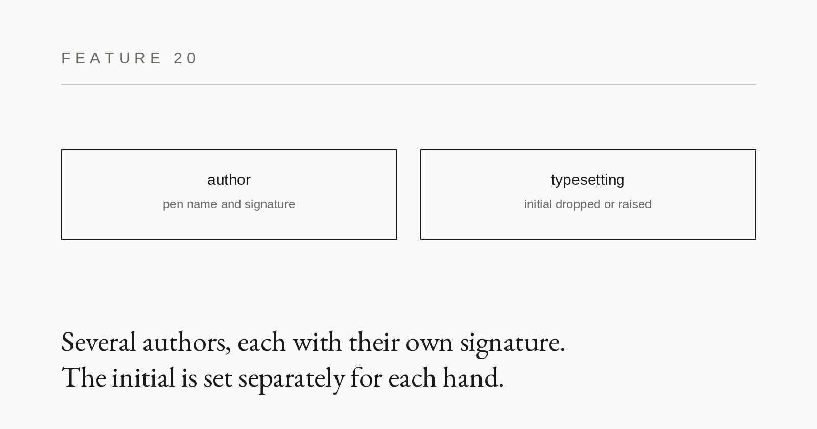 Feature card 20: Authors and typesetting