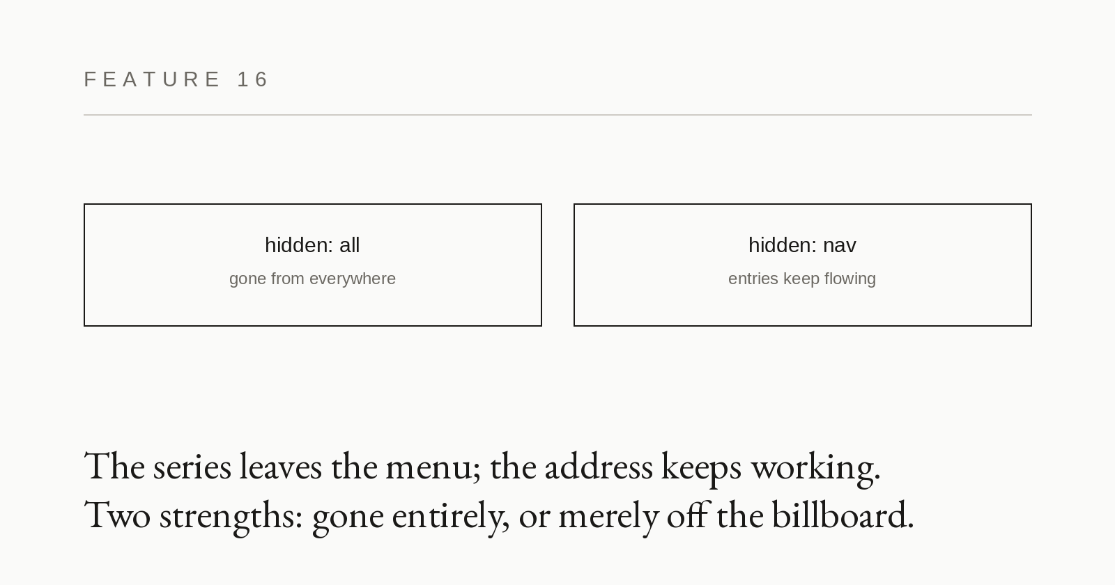 Feature card 16: Hiding a series