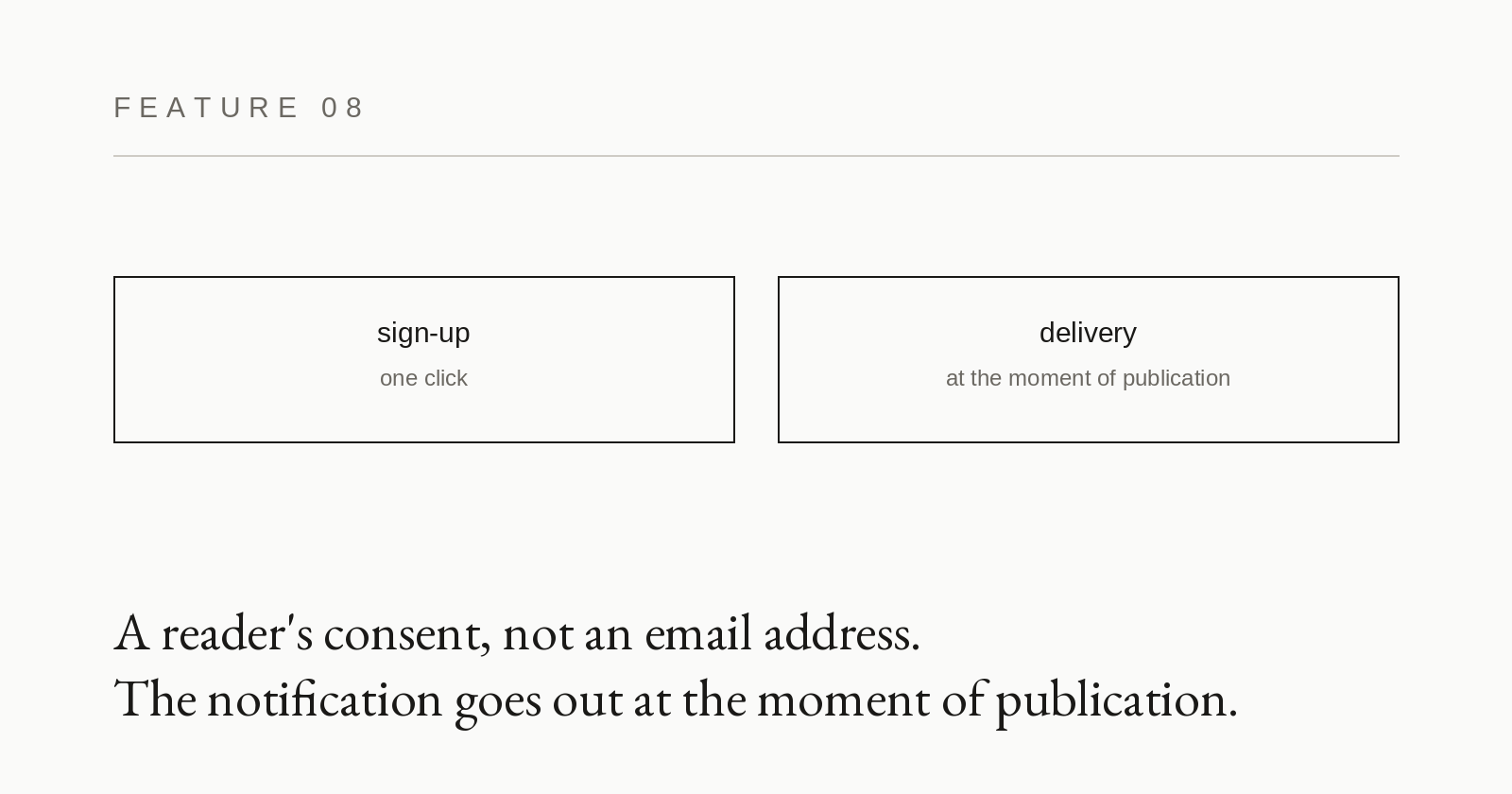 Feature card 08: Notifications of a new entry